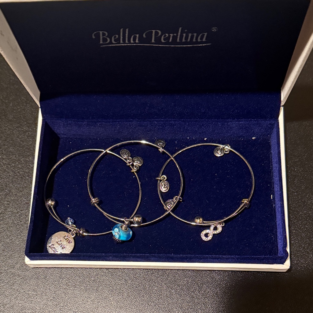 Bella Perlina Silver Bracelet Trio With Blue Accents 15$